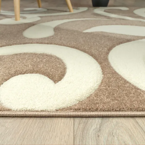 Miniatura 3 de Paco Home Alfombra de área marrón beige con corte de contorno y patrón floral moderno, tamaño: 2' x 3'7