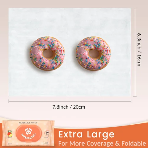 Miniatura 5 de Toallitas desechables WONDERFUL, Toallitas húmedas 100% a base de plantas con sabor a limón cítrico para adultos y niños, seguras