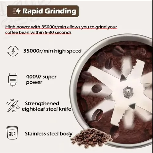 Miniatura 3 de Molinillo de café eléctrico, molinos de grano, Molinillo de especias eléctrico, Rectificadora de polvo pequeña para el hogar, Molinillo de hierbas