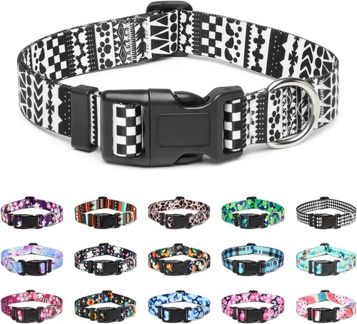 Miniatura 14 de Mercano Collar ajustable para perros - Diseños especiales con patrones, collar suave de nylon cómodo y resistente para perros pequeños, medianos