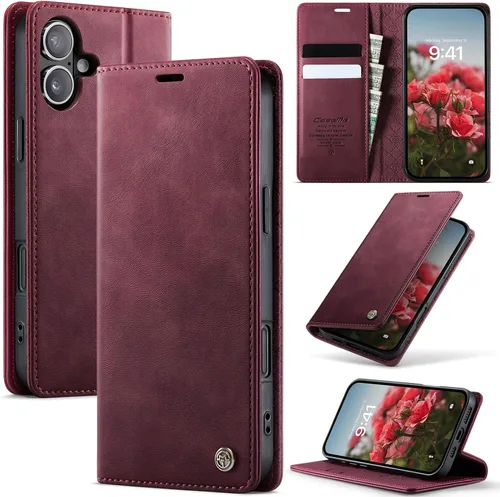 Miniatura 46 de Funda tipo cartera para iPhone 13 de piel tipo cartera con tarjetero y función atril, cierre magnético, bloqueo RFID, TPU a prueba de golpes