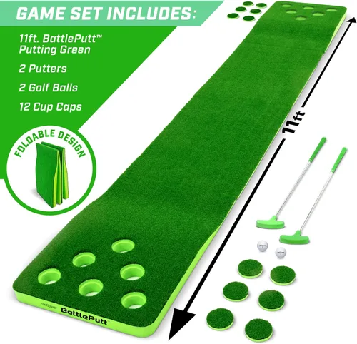 Miniatura 2 de GoSports BattlePutt - Juego de golf de putting de 2 contra 2, juego estilo Pong con verde de putting de 11 pies, 2 putters y 2 pelotas de golf