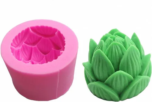 Molde de silicona de flor de loto 3D – Molde de loto MoldFun para fondant, vela, jabón hecho a mano, barra de loción, bomba de baño, cera (color