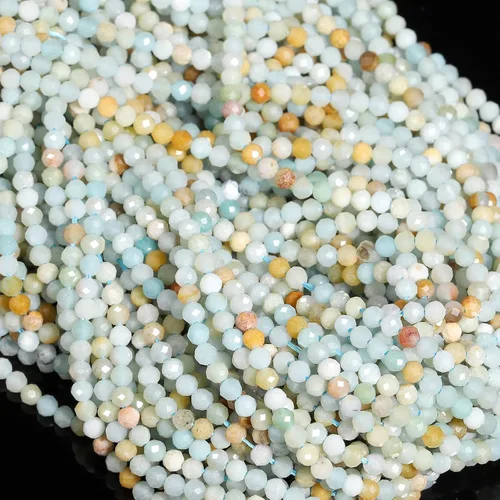 Miniatura 26 de 180 piezas 2mm Cuentas de piedras preciosas de turquesa africana natural facetada redonda suelta para hacer joyas