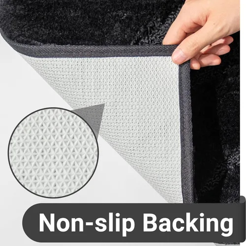 Miniatura 6 de DEXDE Alfombras de baño de 24 x 60 pulgadas, ultra suaves y absorbentes de agua, antideslizantes, de secado rápido, lavables a máquina, tapetes Negro