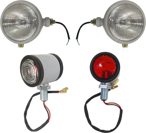 Conjuntos de Faroles de Señalización y de Butler con Bombilla de 12V Compatibles con Tractores Ford 2N, 9N, 8N, 600, 800, NAA - Faro de Tractor Gris