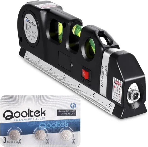 Nivel láser multipropósito con cinta medidora con 8+ pies marca Qooltek, cinta y regla de medición ajustadas al sistema métrico y al sistema estándar