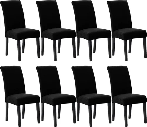Miniatura 11 de Juego de 6 fundas elásticas para sillas de comedor, fundas para sillas de comedor lavables y removibles, fundas para sillas de comedor protectoras