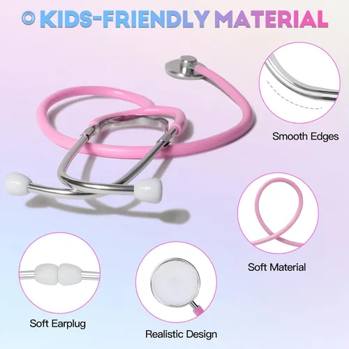 Miniatura 2 de Phobby Juguete de estetoscopio para niños, paquete de 10 juguetes de estetoscopio de trabajo real para niños pequeños de 3, 4, 5, juego de doctor