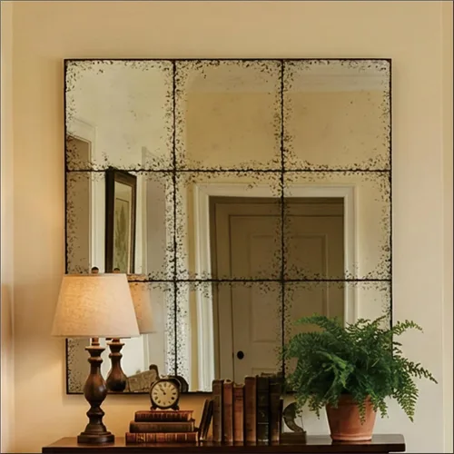 Miniatura 4 de whitebeach Espejo negro para ventana, espejo de pared de granja, espejo de repisa para chimenea, entrada, pasillo, sala de estar, 36 x 36 pulgadas