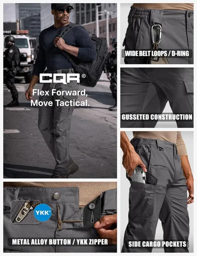 Miniatura 186 de CQR – Pantalones tácticos elásticos tipo cargo para hombre, resistentes al agua, de tela ripstop (antidesgarros), ligeros, ideales para uso diario