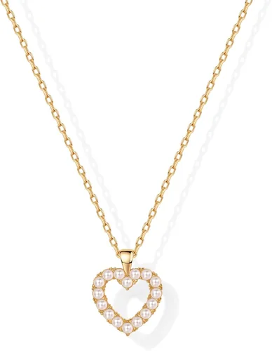 Miniatura 37 de PAVOI Collar de corazón chapado en oro de 14 quilates con circonita cúbica Bonitos collares con colgante de amor delicado para mujer