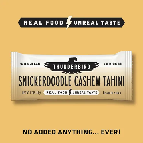 Miniatura 3 de Thunderbird Bars Bocadillo Energético, Sin Gluten con Proteínas, Comida Real Saludable, Vegano Paleo Sin OGM, Sin Azúcar Añadido, Paquete