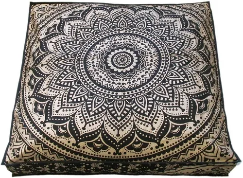 Miniatura 4 de CRAFT KALA Funda de cojín con diseño de mandala, funda de cojín para asiento, hippie, decorativo, bohemio, otomano, de algodón, indio, para sala