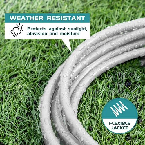 Miniatura 4 de Cable de extensión para interiores y exteriores, resistente a la intemperie, certificación UL, calibre 16, 30 pies, color blanco, 3 clavijas
