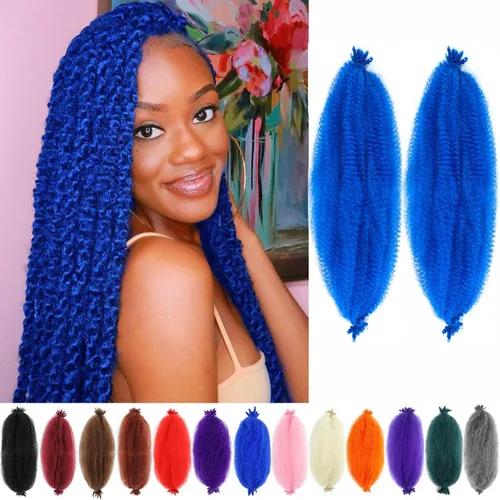 Miniatura 30 de Cabello afro trenzado elástico color marrón claro de 16 pulgadas, paquete de 3 T27, cabello afro preesponjado y trenzado elástico, cabello afro