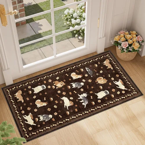 Miniatura 224 de DUKINO Alfombra de área de 6 x 9 pies, alfombra floral para sala de estar, ligera, antideslizante, lavable, alfombra de interior de pelo bajo
