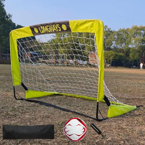 LOMGWAYS Soccer Goal – Foldable Frame Net for Kids + Youth – Indoor + Outdoor Soccer Goal with Carry Bag – Easy Set up – Multiple Sizes for Practice