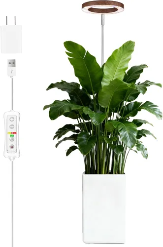 Miniatura 24 de yadoker 72 LEDs Luz de cultivo de plantas para plantas de interior, Luz de escritorio de aluminio con grano de madera de nogal LED, Altura