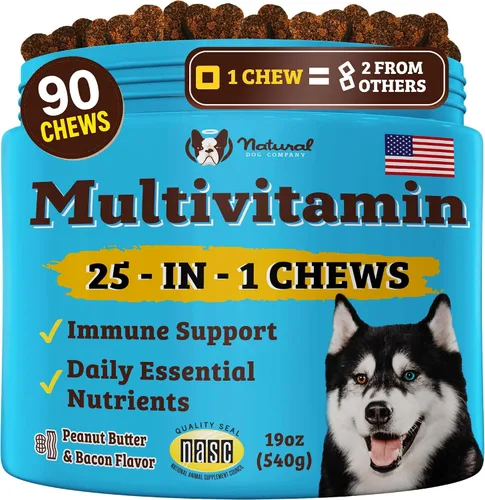 Miniatura 10 de Natural Dog Company Vet Strength Multivitamínico para perros – 90 masticables suaves de alta potencia con glucosamina, condroitina, probióticos