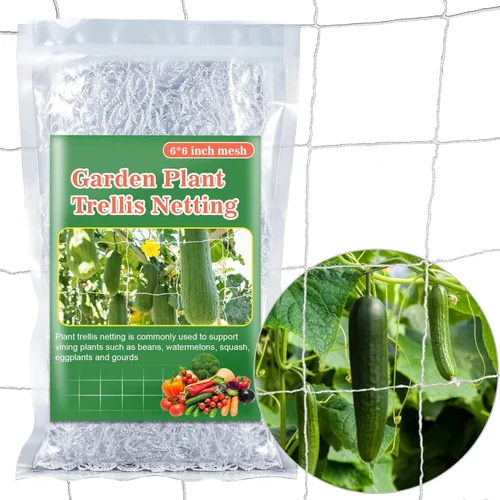 Sukh - 2 redes de enrejado para plantas de jardín, 5 x 15 pies, red de enrejado de poliéster, malla cuadrada de jardín para plantas trepadoras,