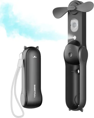 SWEETFULL Ventilador de Nebulización Portátil, Ventiladores Nebulizadores Personales de Mano, Ventilador Pequeño Recargable, Mini Rociador de Agua