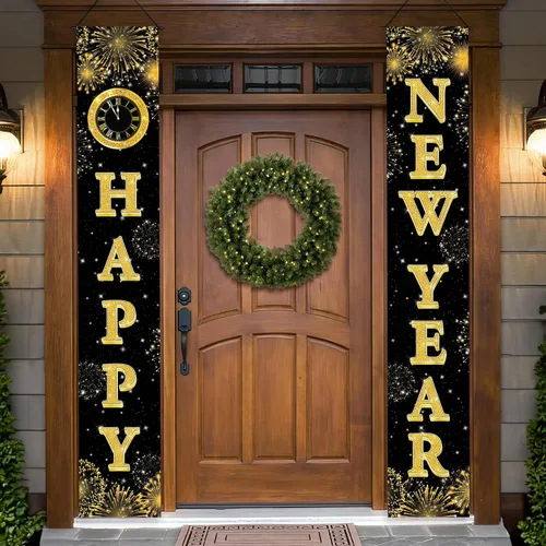 Miniatura 10 de KatchOn, Xtralarge - Cartel de feliz año nuevo – 72 x 12 pulgadas Cartel de puerta de feliz año nuevo para suministros de fiesta de Año Nuevo 2026