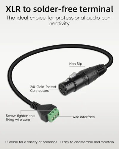 Miniatura 2 de GELRHONR Paquete de 2 cables convertidores XLR hembra a 3 pines sin soldadura de 11.8 in, para micrófono de estudio, altavoces, grabación en vivo