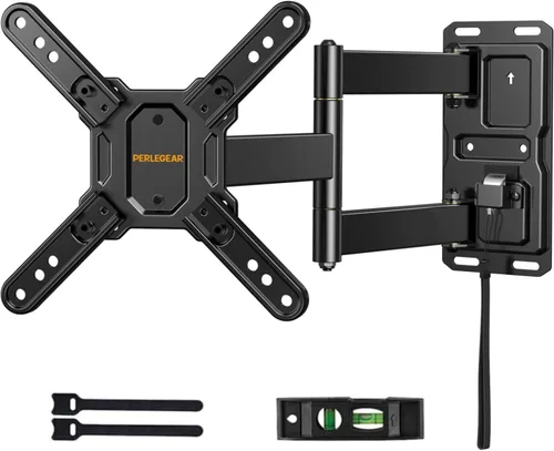Perlegear Soporte de TV RV con cerradura para televisores de 13 a 43 pulgadas de hasta 44 libras, soporte de pared para TV RV de movimiento completo