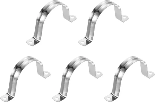 Miniatura 51 de uxcell 6 correas rígidas de tubo, 4.331 in (4.33 pulgadas) 201 de acero inoxidable 201 con 2 agujeros en forma de U, abrazaderas de tubo para fijar