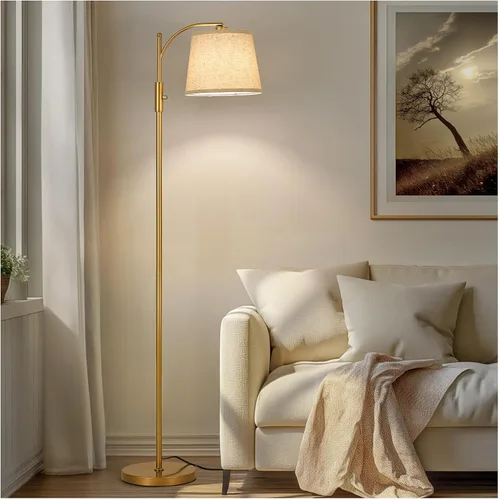 Miniatura 14 de AIDENOEY Lámpara de pie completamente regulable para sala de estar, lámpara de pie con interruptor giratorio y pantalla de mesa y lino beige, Negro