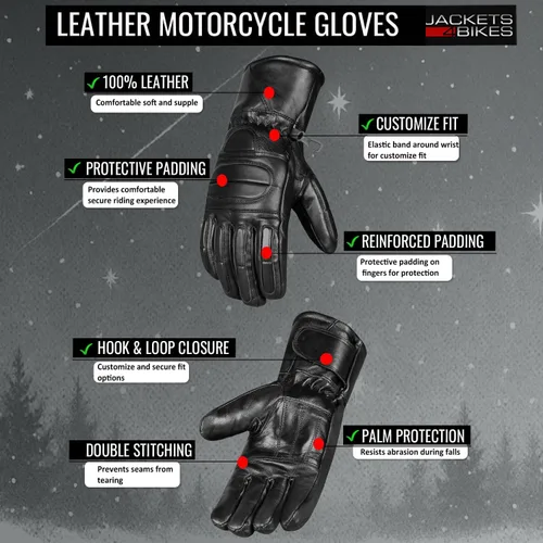 Miniatura 3 de Guantes de motocicleta de guante de invierno para hombre, 100% cuero natural de oveja, forro térmico Thinsulate con calefacción, guante