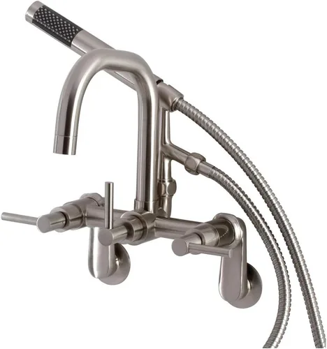 Kingston Brass AE8458DL Concord - Grifo de bañera con patas de garra, níquel cepillado, 11.69 x 9.25 x 10 pulgadas
