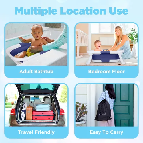 Miniatura 6 de BEBELEH™ Bañera plegable para bebé – Bañera + Cabestrillo para bañera de bebé + Cabestrillo para recién nacido – Bañera para bebé de recién nacido a