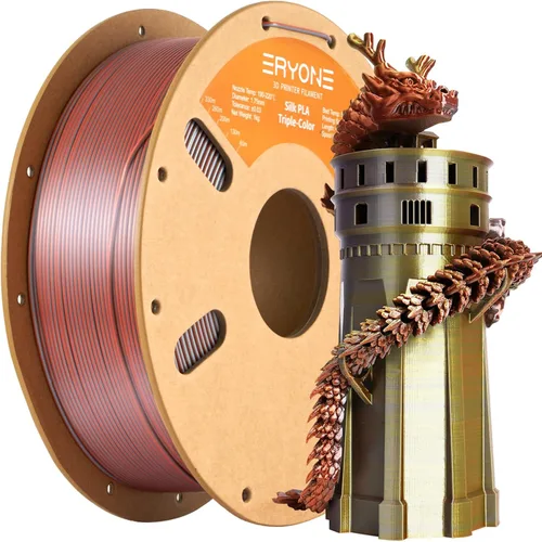 Miniatura 70 de ERYONE Filamento de ácido poliláctico (PLA) de seda bicolor para impresora 3D, de 1.75 mm +/- 0.03 mm, carrete de cartón de 1 kg (2.2 libras)