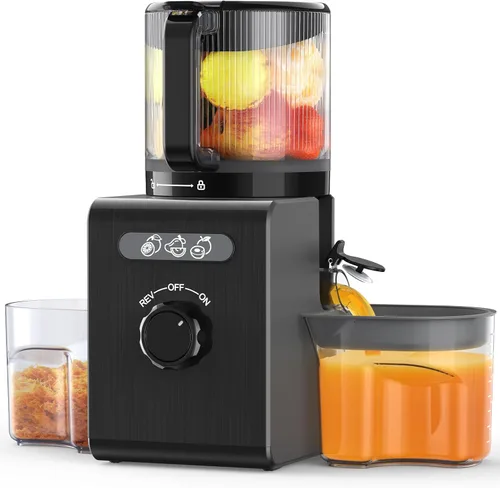 Máquinas extractoras de jugo de prensa en frío con canal de alimentación grande de 6.5", extractor de jugos para verduras y frutas enteras, alto