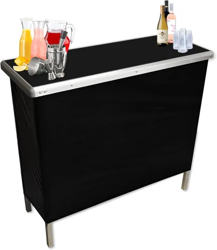 Miniatura 6 de PARTYPONG Barra de fiesta portátil plegable negra con luces LED multicolor patentadas, falda negra y estante de almacenamiento, juego doble