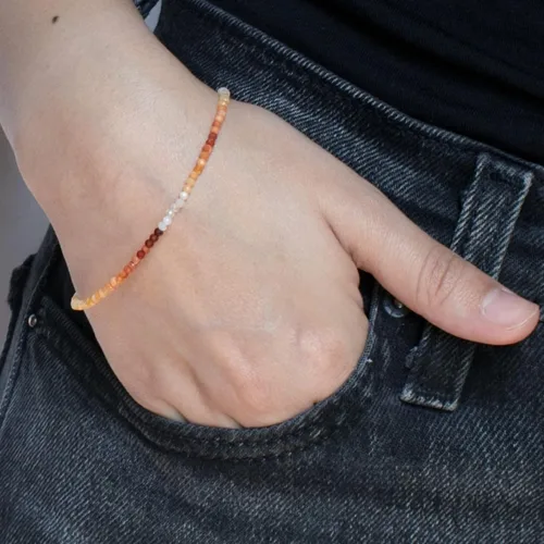 Miniatura 29 de Gempires - Pulseras de cuentas de piedras preciosas hechas a mano, ligeras, de cristal, para uso diario, hipoalergénicas, de 8 pulgadas, chapadas
