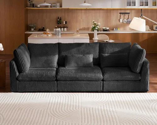 Miniatura 48 de Sofá Modular de Gran Tamaño, Sofá Seccional de Chenilla Nube Extra Profundo con Chaise Otomana, Sofá Esponjoso de Chenilla de 4 Plazas para Sala