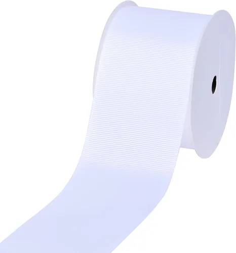 Miniatura 26 de YAMA Rollo de cinta de grogrén sólido, 1 pulgada, 25 yardas para cintas de envoltura de regalos, color blanco