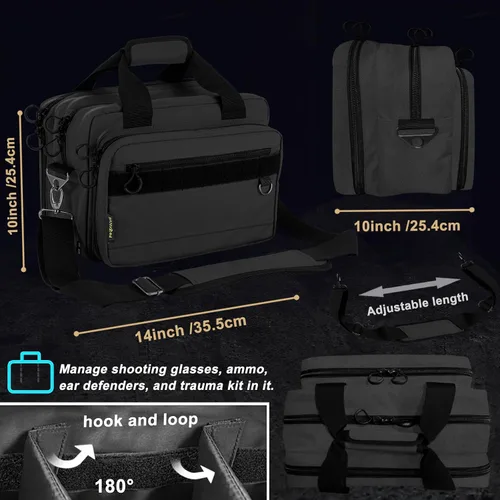 Miniatura 4 de PROFOCUS Bolsa de gama para pistolas y munición con cremalleras bloqueables Negro