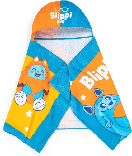Jay Franco Toalla con capucha para niños, 22 x 51 pulgadas, toalla de baño súper suave con capucha 3D, playa, piscina y viajes, producto con Azul -