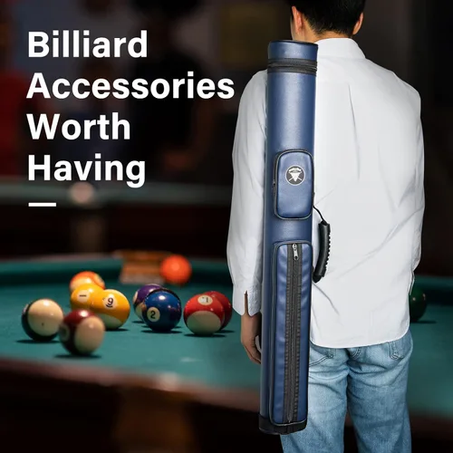 Miniatura 6 de Estuche para taco de piscina Adhafera, estuche duro 2 X 2 para palo de billar, hecho de accesorios de billar de cuero sintético Azul