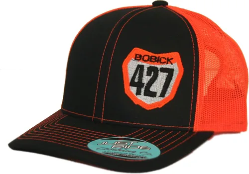 Miniatura 5 de JUST RIDE Sombrero personalizado personalizado de malla Snapback con placa de número de motocross