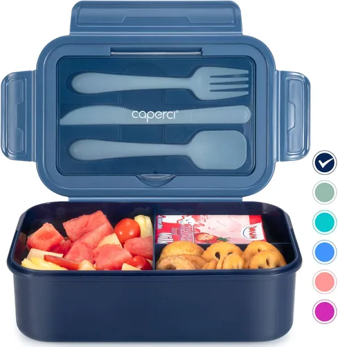 Miniatura 11 de Caperci Caja Bento Clásica para Almuerzo Adulto para Niños Mayores - Envase de Almuerzo de 47 oz con 3 Compartimentos Impermeable para Adultos