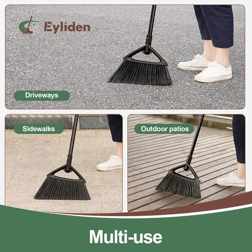Miniatura 3 de Eyliden Escoba, escoba angular con mango largo de 57 pulgadas, se adapta a limpieza de alta resistencia, también funciona bien contra el polvo fino