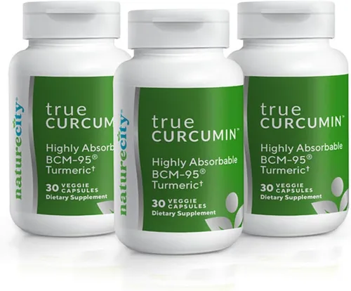 NatureCity True-Curcumina Suplemento de cúrcuma – Cápsulas de cúrcuma y curcumina sin OMG – Fórmula de curcumina BCM-95 para una mayor absorción –