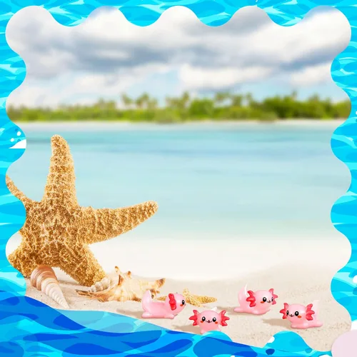 Miniatura 4 de 24 piezas de mini ajolote rosa figura de resina en miniatura de ajolote diminutos figuras de animales adornos, mini figuras de animales para ocultar
