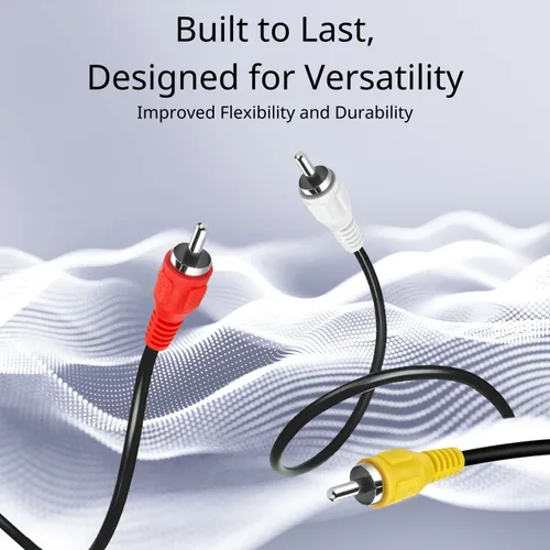 Miniatura 3 de Cable TNP 3 RCA AV – Cable de audio y video de 10 pies con conector macho a macho – Cable de video compuesto de doble blindaje rojo, blanco