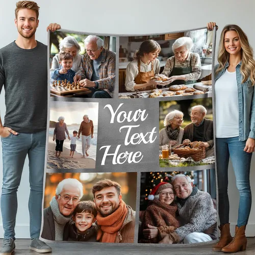 Miniatura 17 de Mantas personalizadas con 1 foto y texto impreso en Estados Unidos Manta personalizada con imagen de 30 x 40 pulgadas Mantas personalizadas